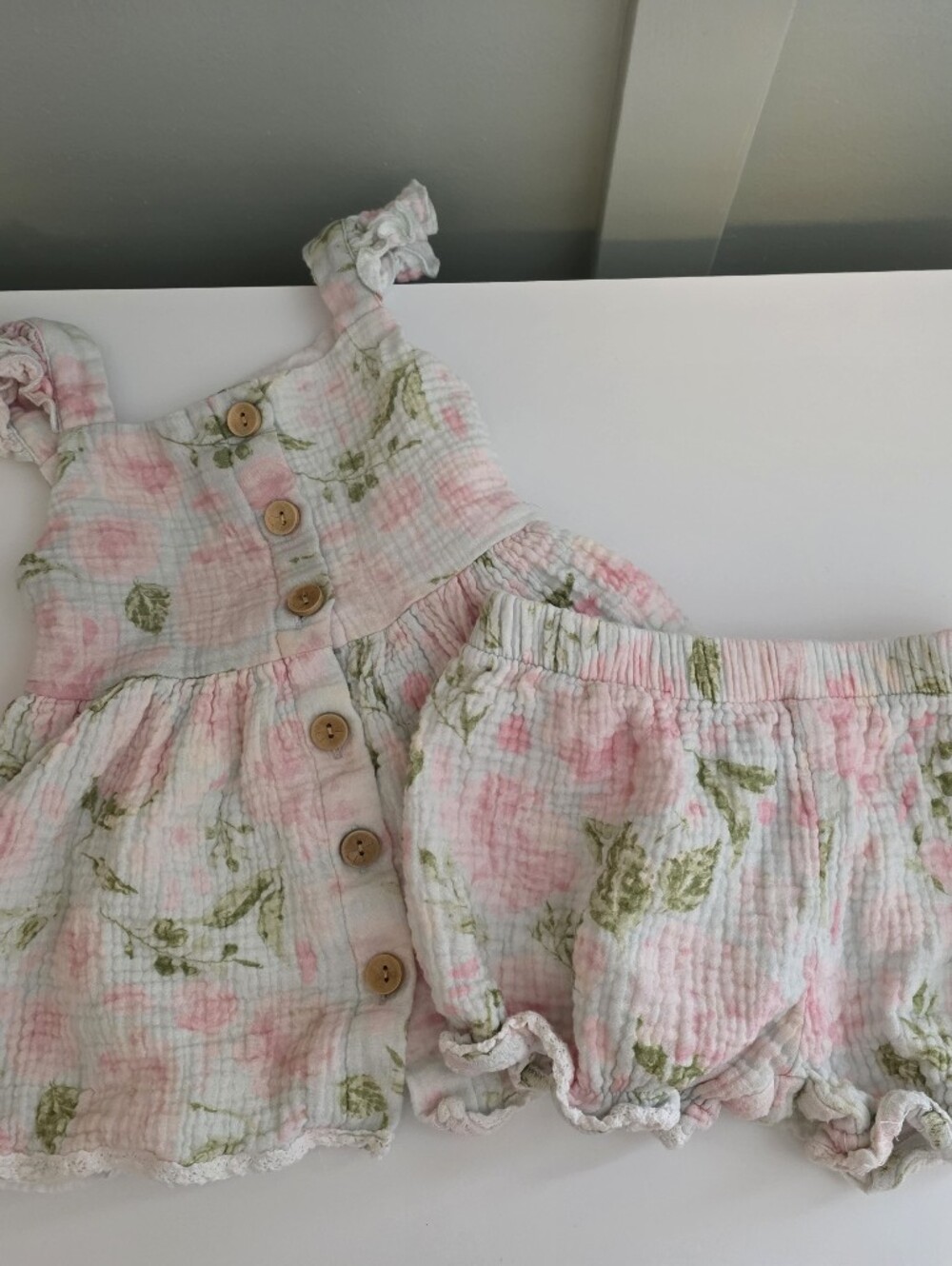 Sweethoney 5 Years Or 5t Floral Pink & Green Outfit Set Sweet Honey